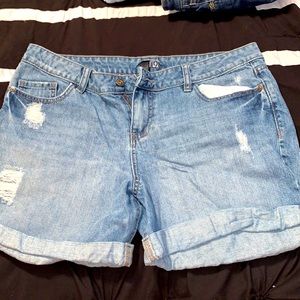 Denim Ripped Shorts, Size 14, Never Worn